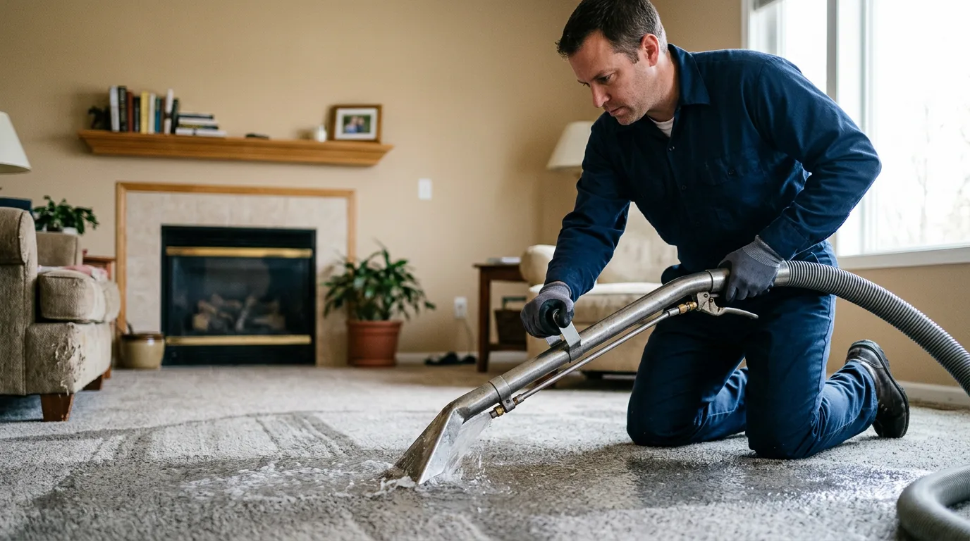 Water damage restoration technician working near Bagdad, KY